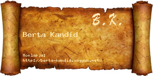 Berta Kandid névjegykártya